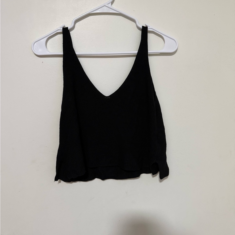 Forever 21 Black V-Neck Ribbed Tank